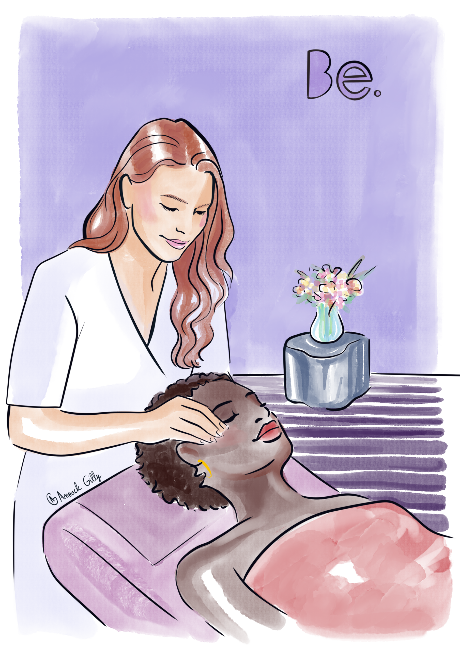 Illustration d'un soin du visage sur peau foncee chez BE Esthetic
