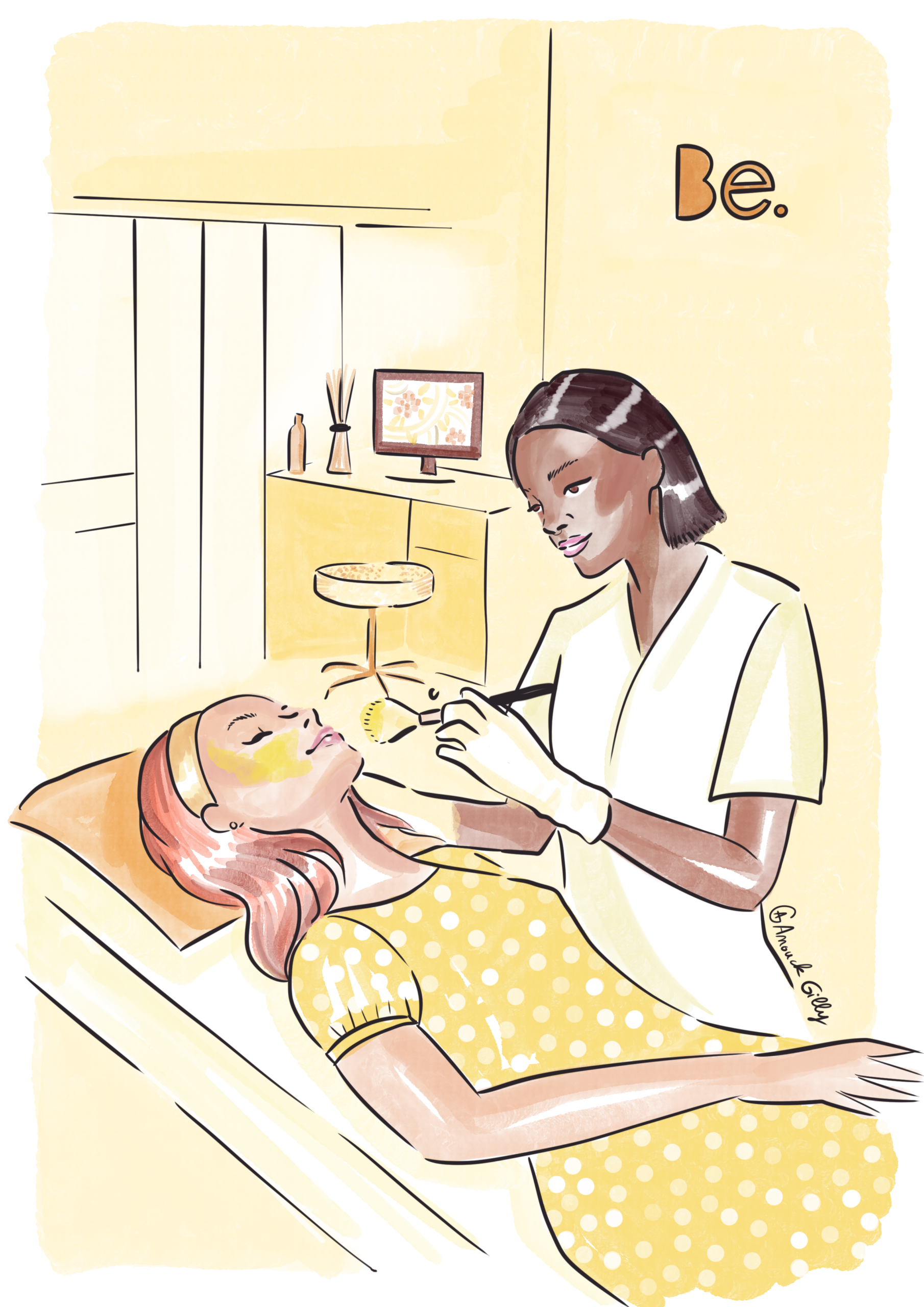 Illustration d'un soin du visage avec masque chez BE Esthetic